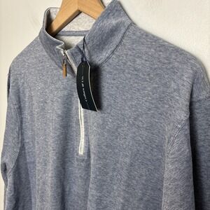 Collars & Co Men's 2XL Quarter Zip Pullover Heather Blue Cotton Spandex NEW